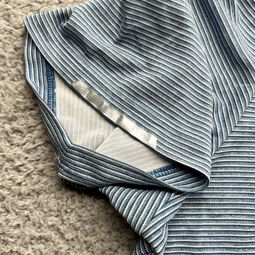 Adidas Polo Shirt Men 2XL Blue Striped Short Sleeve Golf Tennis Climachill